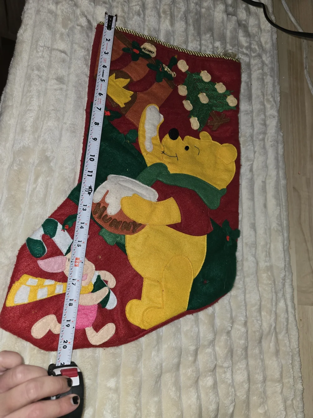 DISNEY  WINNIE  the POOH VINTAGE FELT 3 D CHRISTMAS STOCKING-1994